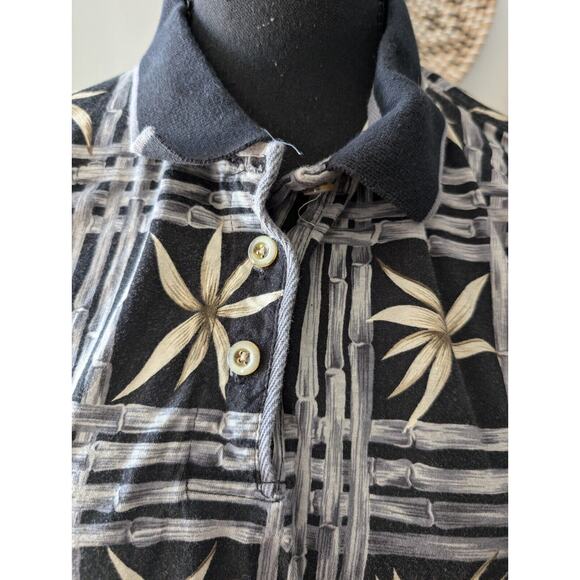 Women's Banana Bay Fine Resortwear Size Medium Hawaiian SS Polo Shirt Floral - Picture 6 of 6